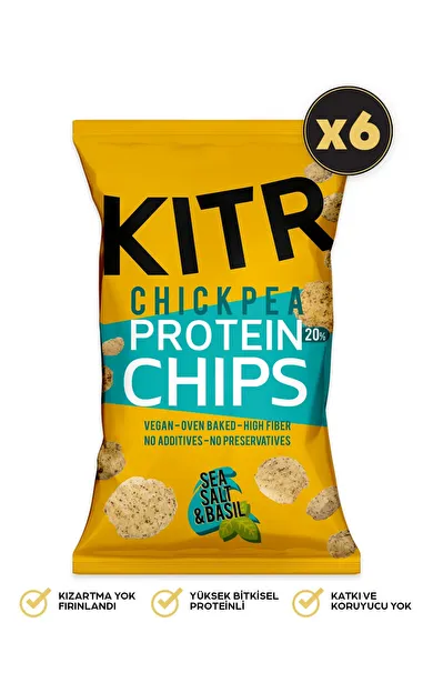 KITR 6'lı Deniz Tuzlu Ve Fesleğenli Yüksek Proteinli Nohut Cipsi 6x50g